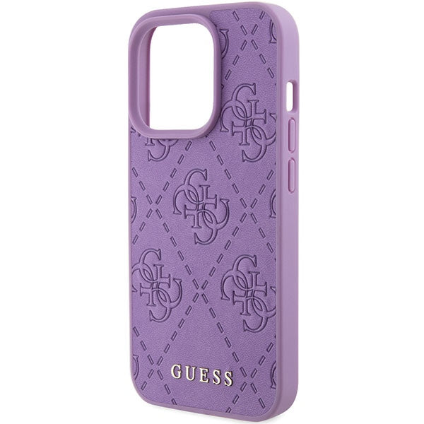 Guess Leather 4G Stamped case for iPhone 15 Pro Max - purple