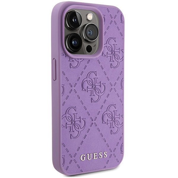 Guess Leather 4G Stamped case for iPhone 15 Pro Max - purple