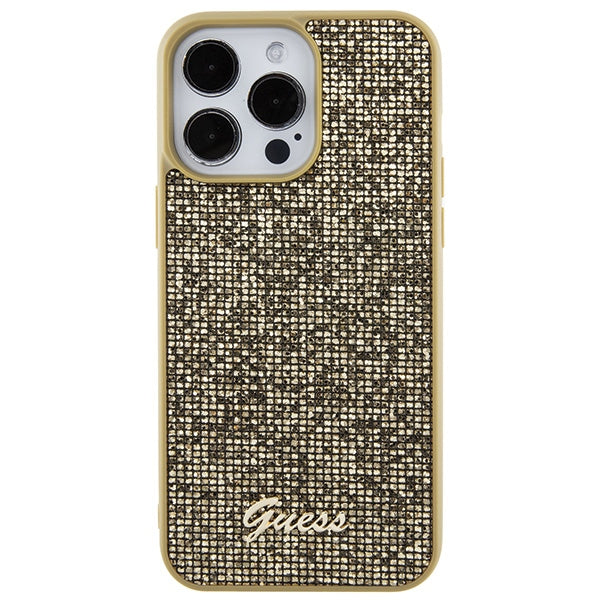 Guess Disco Metal Script case for iPhone 15 Pro Max - gold