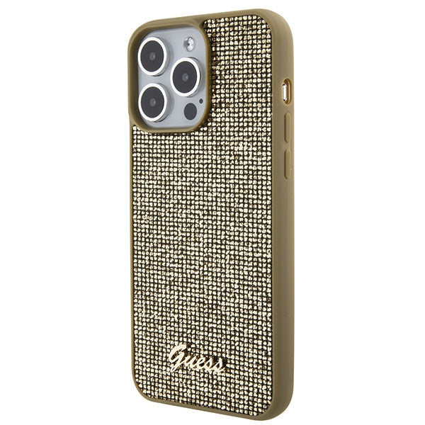 Guess Disco Metal Script case for iPhone 15 Pro Max - gold
