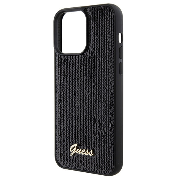 Guess Sequin Script Metal case for iPhone 15 Pro Max - black