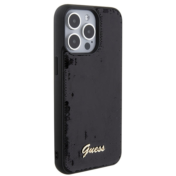 Guess Sequin Script Metal case for iPhone 15 Pro Max - black