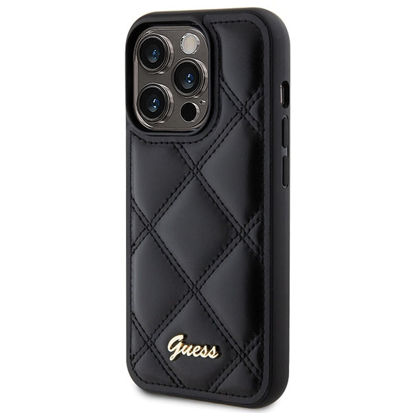 Guess Quilted Metal Logo case for iPhone 15 Pro Max - black