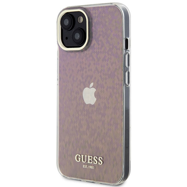 Guess GUHCP15SHDECMP iPhone 15 6.1" pink/pink hardcase IML Faceted Mirror Disco Iridescent