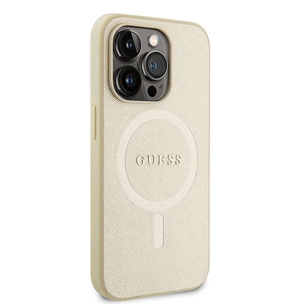 Guess GUHMP15XPSAHMCB iPhone 15 Pro Max 6.7" gold/gold hardcase Saffiano MagSafe