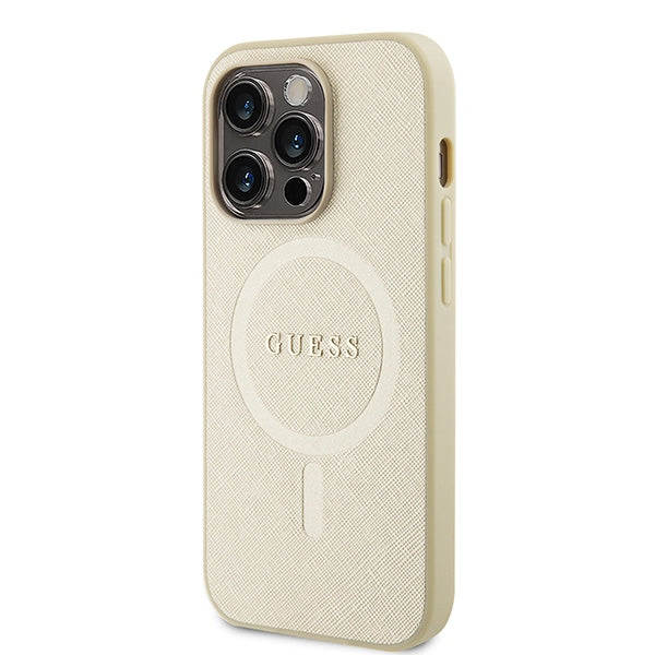 Guess GUHMP15XPSAHMCB iPhone 15 Pro Max 6.7" gold/gold hardcase Saffiano MagSafe