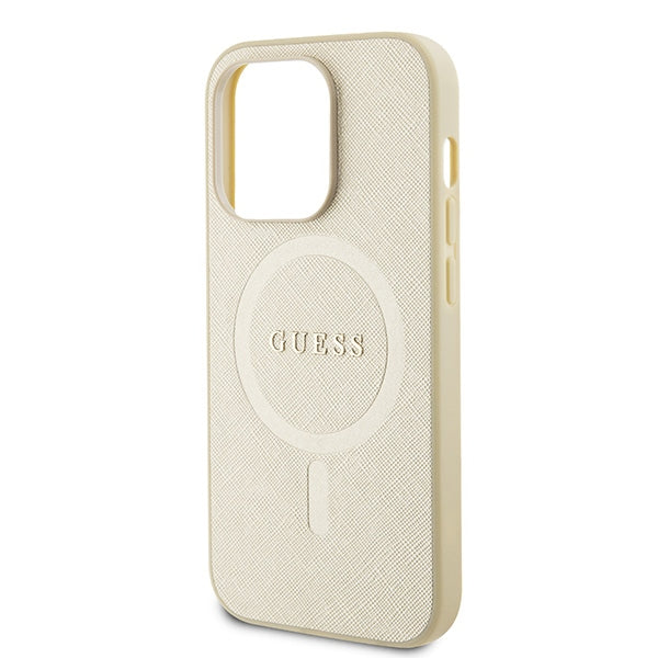 Guess GUHMP15XPSAHMCB iPhone 15 Pro Max 6.7" gold/gold hardcase Saffiano MagSafe