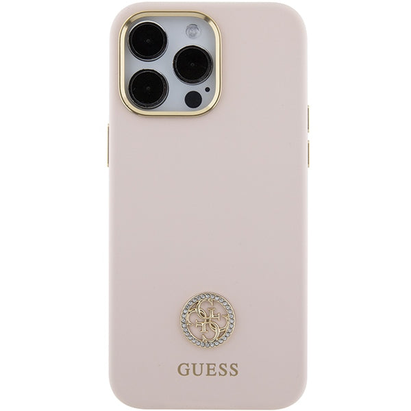 Guess Silicone Logo Strass 4G case for iPhone 15 Pro Max - pink