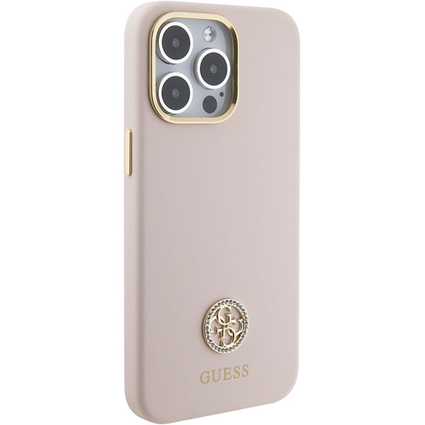 Guess Silicone Logo Strass 4G case for iPhone 15 Pro Max - pink