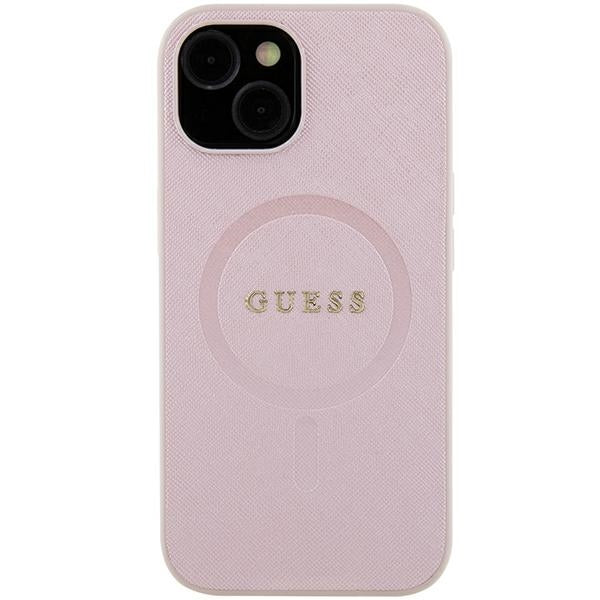 Guess Saffiano MagSafe case for iPhone 15 Plus - pink