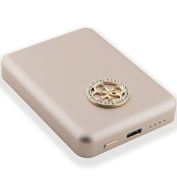Guess MagSafe 4G Strassed Metal Logo induction power bank 15W 5000mAh - gold