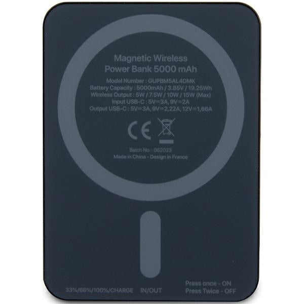 Guess MagSafe Metal Script Logo induction power bank 15W 5000mAh - black