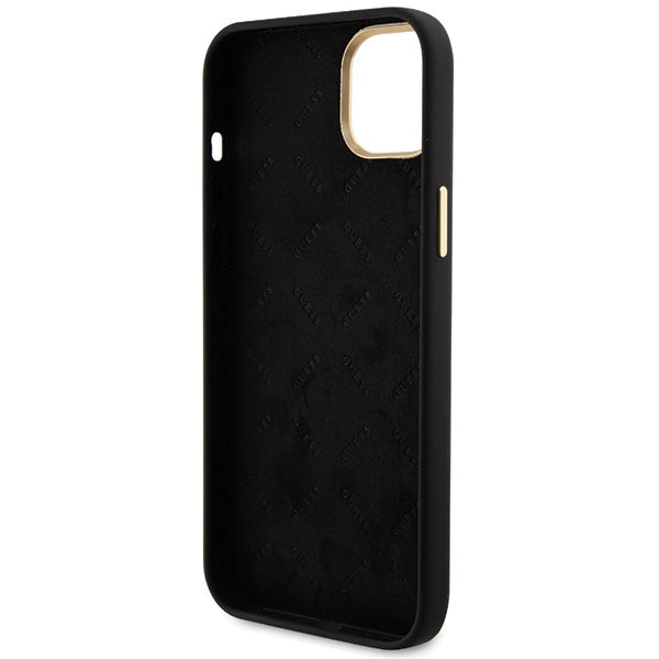 Guess Silicone Logo Strass 4G Case for iPhone 15 - Black