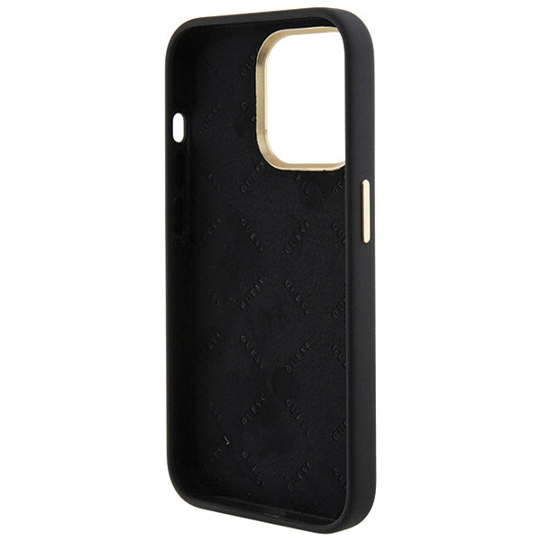Guess Silicone Logo Strass 4G case for iPhone 15 Pro Max - black