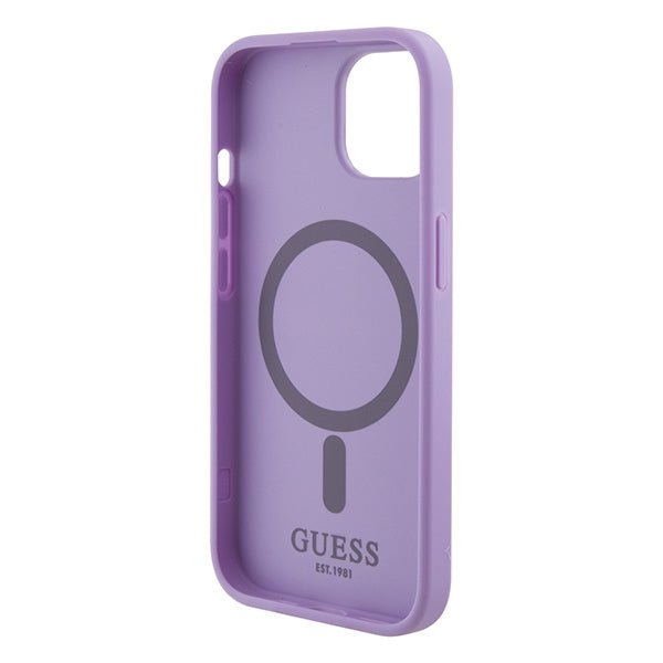 Guess Saffiano MagSafe case for iPhone 15 Plus - purple