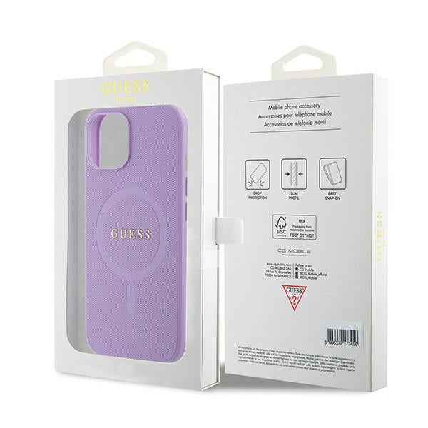 Guess Saffiano MagSafe case for iPhone 15 Plus - purple