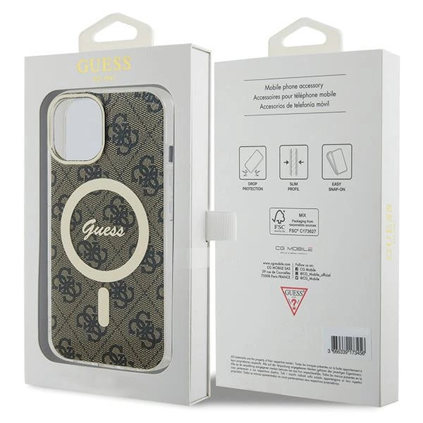 Guess IML 4G MagSafe case for iPhone 15 - brown