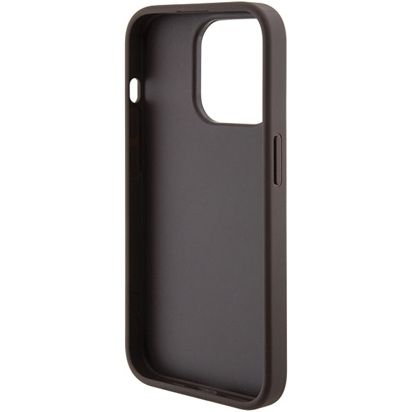 Guess Grip Stand 4G Triangle Strass case for iPhone 15 Pro - brown