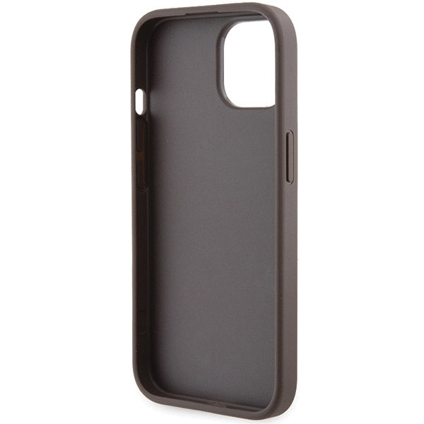 Guess Grip Stand 4G Triangle Strass case for iPhone 15 - brown