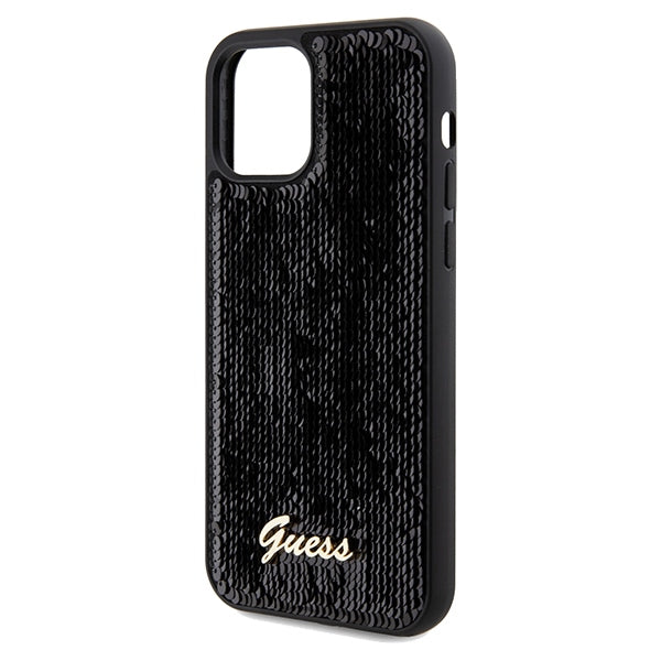 Guess Sequin Script Metal case for iPhone 12/12 Pro - black