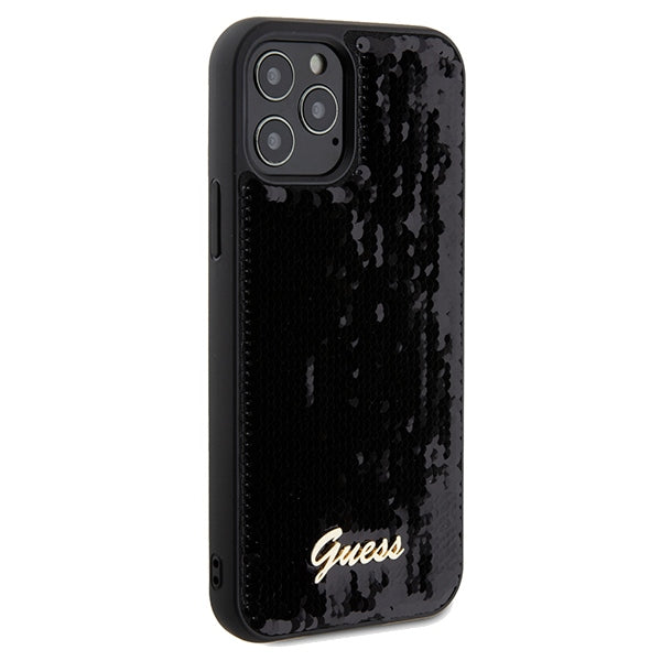 Guess Sequin Script Metal case for iPhone 12/12 Pro - black