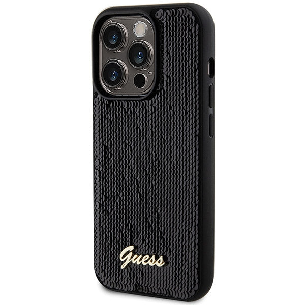 Guess Sequin Script Metal case for iPhone 13 Pro Max - black