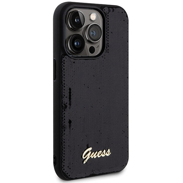 Guess Sequin Script Metal case for iPhone 13 Pro Max - black