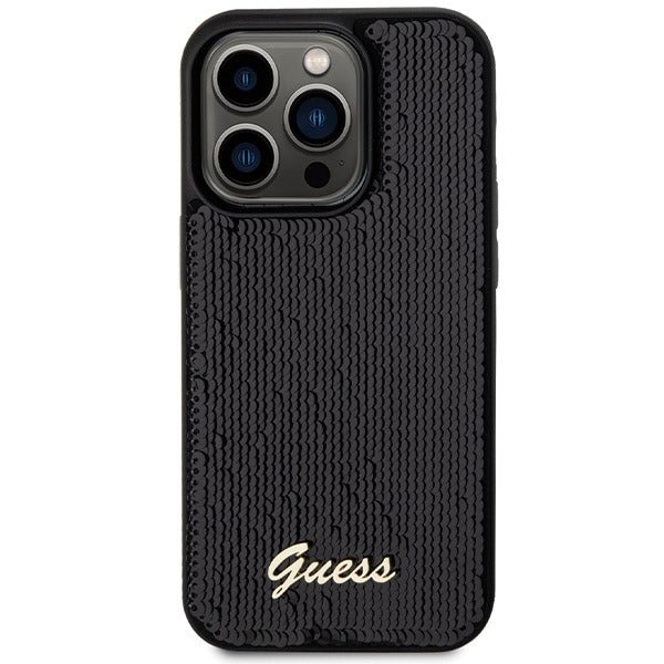 Guess Sequin Script Metal case for iPhone 13 Pro Max - black