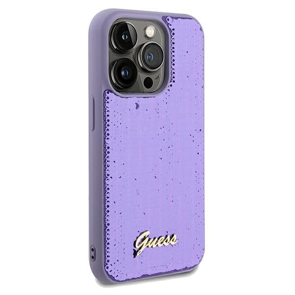 Guess Sequin Script Metal case for iPhone 13 Pro Max - purple