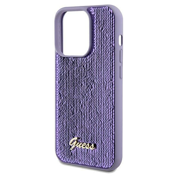 Guess Sequin Script Metal case for iPhone 13 Pro Max - purple