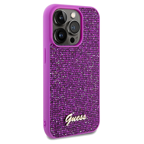 Guess Disco Metal Script case for iPhone 14 Pro - fuchsia