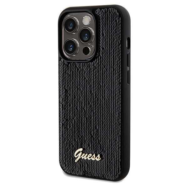 Guess Sequin Script Metal case for iPhone 14 Pro - black