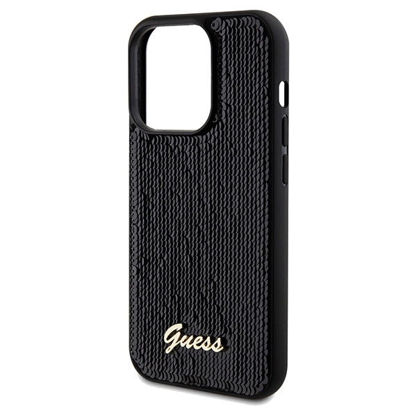 Guess Sequin Script Metal case for iPhone 14 Pro - black