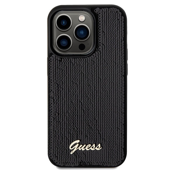 Guess Sequin Script Metal case for iPhone 14 Pro - black