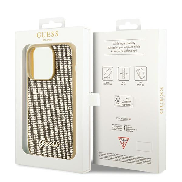 Guess Disco Metal Script case for iPhone 14 Pro Max - gold