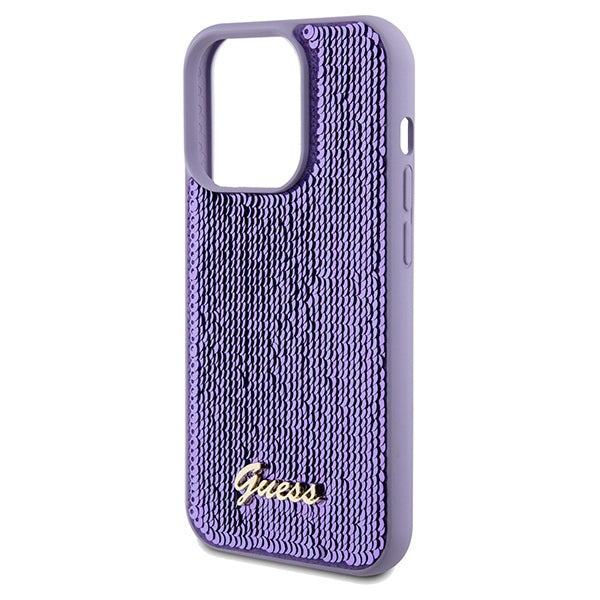 Guess Sequin Script Metal case for iPhone 14 Pro Max - purple