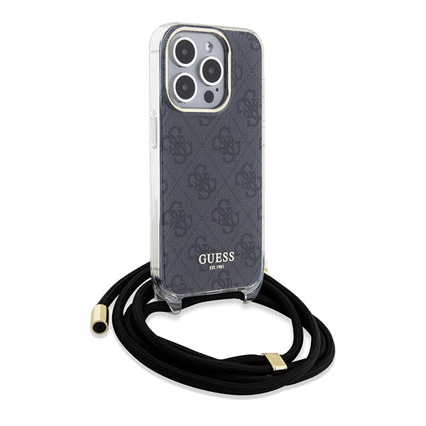 Guess Crossbody Cord 4G Print case for iPhone 15 Pro - black