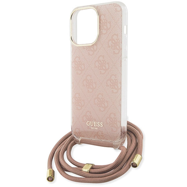 Guess Crossbody Cord 4G Print case for iPhone 15 Pro - pink