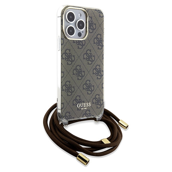 Guess Crossbody Cord 4G Print case for iPhone 15 Pro - brown
