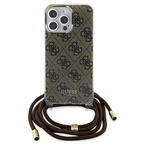 Guess Crossbody Cord 4G Print case for iPhone 15 Pro - brown