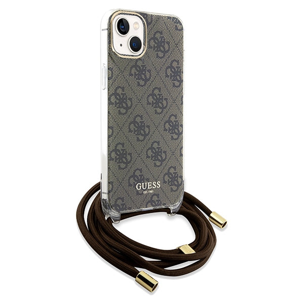 Guess Crossbody Cord 4G Print case for iPhone 15 / 14 / 13 - brown