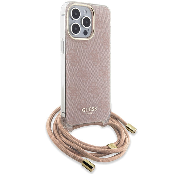 Guess Crossbody Cord 4G Print case for iPhone 15 Pro Max - pink