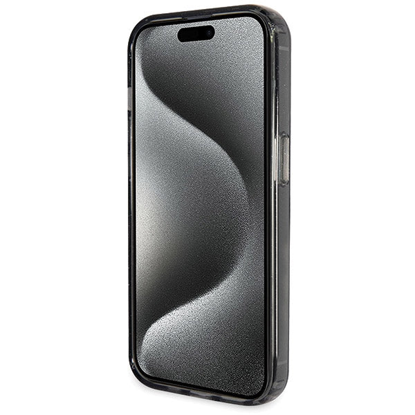 Guess Ring Stand Script Glitter MagSafe case for iPhone 13 Pro Max - black