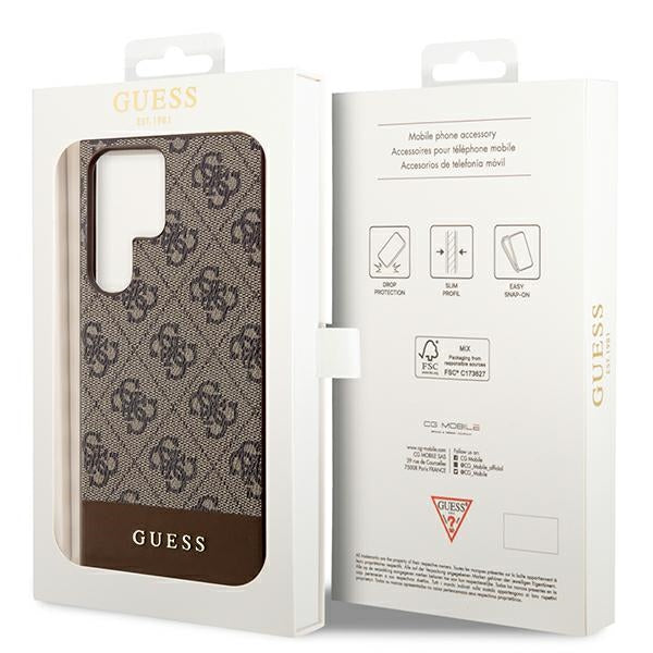 Guess 4G Stripe Collection case for Samsung Galaxy S24 Ultra - brown