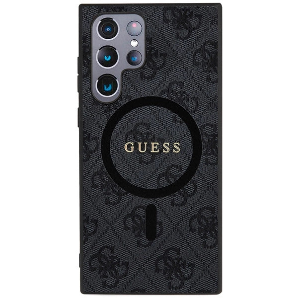Guess 4G Collection Leather Metal Logo MagSafe Case for Samsung Galaxy S24 Ultra - Black