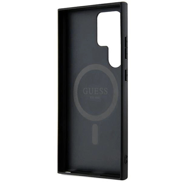 Guess 4G Collection Leather Metal Logo MagSafe Case for Samsung Galaxy S24 Ultra - Black