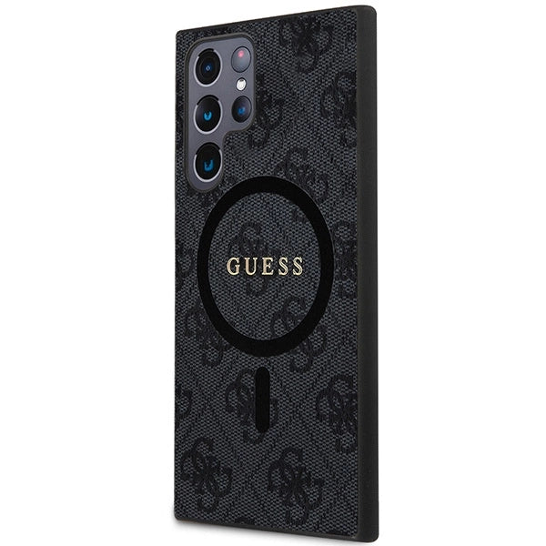 Guess 4G Collection Leather Metal Logo MagSafe Case for Samsung Galaxy S24 Ultra - Black