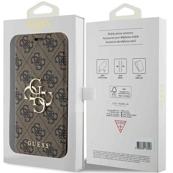 Guess 4G Metal Logo case for iPhone 15 Pro - brown