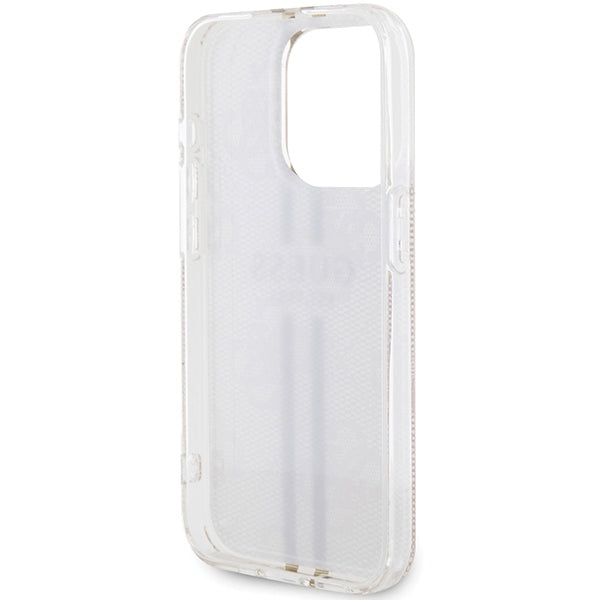 Guess IML 4G Gold Stripe case for iPhone 14 Pro Max - pink
