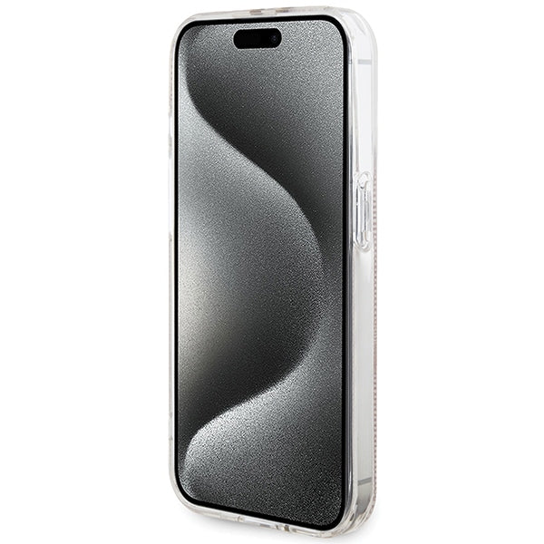 Guess IML 4G Gold Stripe case for iPhone 14 Pro Max - pink